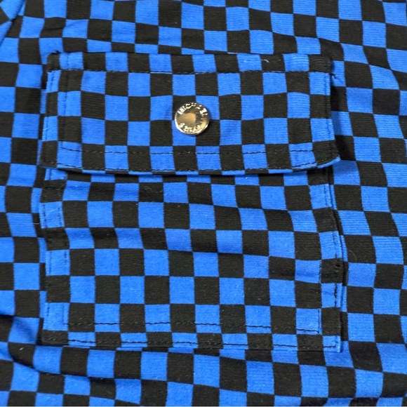 MICHAEL Michael Kors Black and Blue Checkered Shirt with snaps XL - Picture 5 of 6